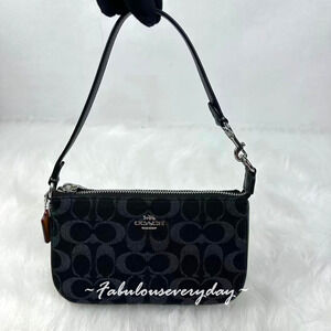 Coach Nolita 19 In Signature Denim Wristlet Shoulder Bag Silver/Black CCZ48 NWT
